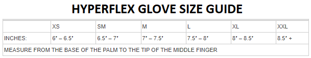 Hyperflex Glove Size Guide