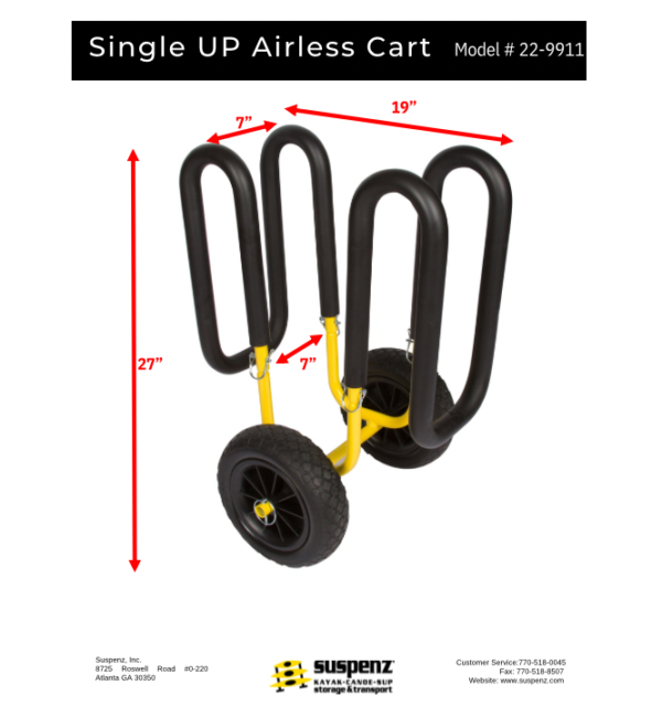Suspenz Single Up Airless Cart Measurements