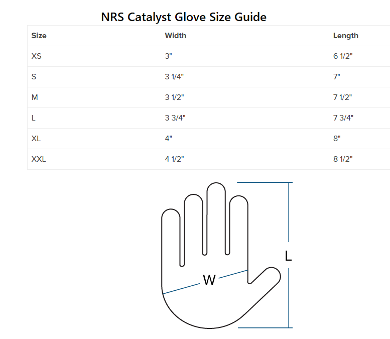 NRS Catalyst Glove Size Guide